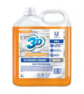 Detergente Líquido 3D Multiusos Neutro X 4 Lt