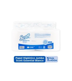 Papel Higiénico Jumbo Scott Essential Blanco Hoja Sencilla 400 Mt X 4 Und Ref 30226519